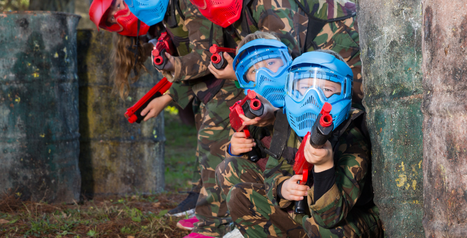 partida paintball en familia